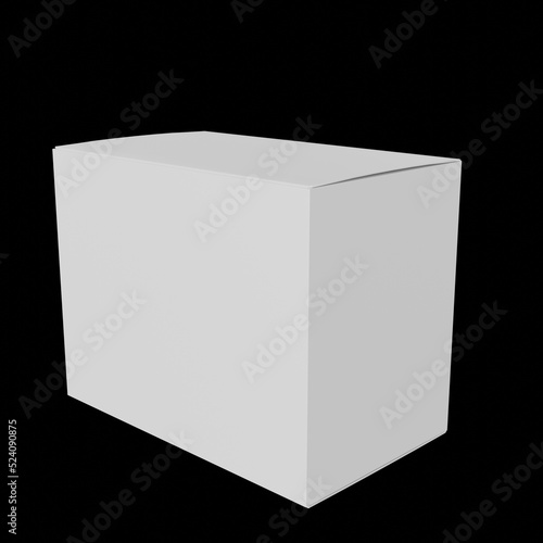 White packaging box Illustration on black background for creative design 3d mockup 