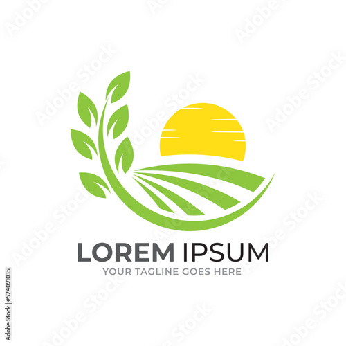Simple farm logo. Farm animal sign. Green logotype for farm. Symbol for agricultural products.