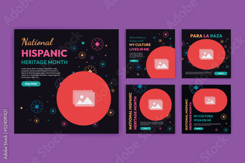 Hispanic heritage month. Banners for social media, cards, posters and postcards.