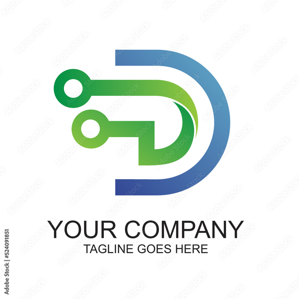 Letter D Technology Logo Design Vector Letter D Technology Logo Design Vector