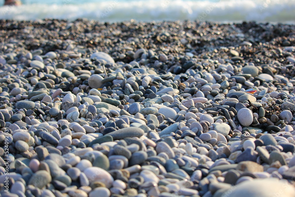pebble beach of the black sea coast close-up pebble beach of the black sea coast close-up