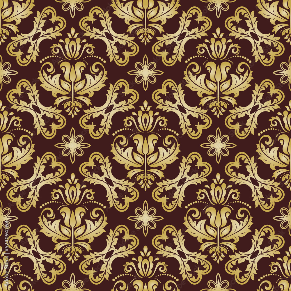Orient classic pattern. Seamless abstract brown and golden background with vintage elements. Orient background. Ornament for wallpaper and packaging
