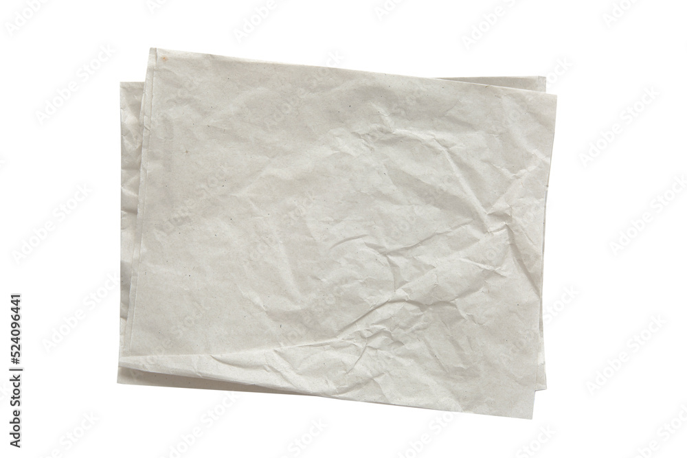 Grey kitchen bakery paper pieces top view isolated on white.Food serving dish. Grey kitchen bakery paper pieces top view isolated on white.Food serving dish.