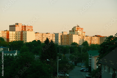 Vászonkép View of the city from the window of the apartment