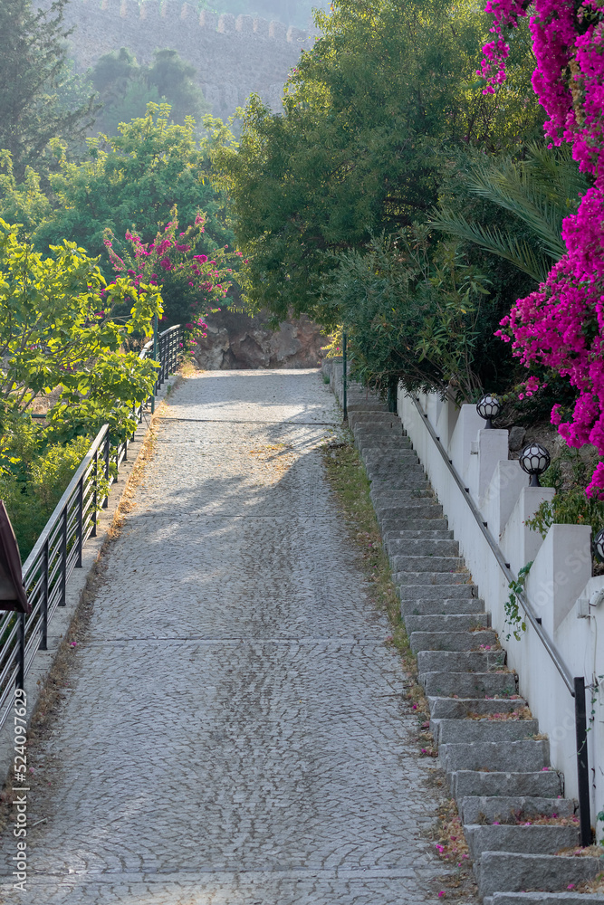 Obraz premium The road paved with stone, going up.