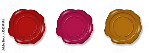Wax seal. Wax print. Wax seal isolated on transparent background. 3d clipart.	

