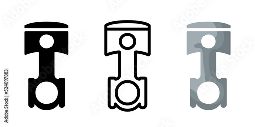 Piston and connecting rod. Vector icons isolated on white background.	
