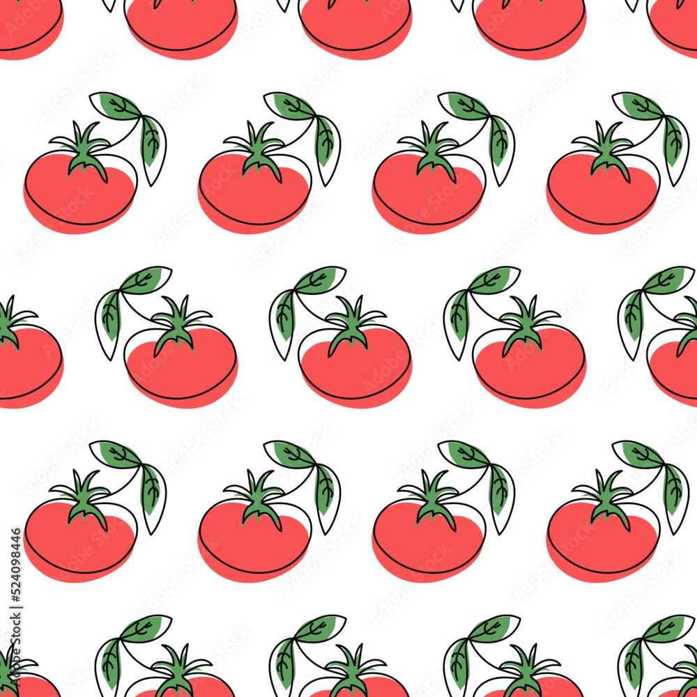 Tomatoes pattern. Drawn tomato in line art style. design on pattern for textile, wallpapers, web. Tomatoes pattern. Drawn tomato in line art style. design on pattern for textile, wallpapers, web.