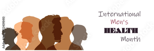Men's Health Month in June.  Poster, card, banner, background design.