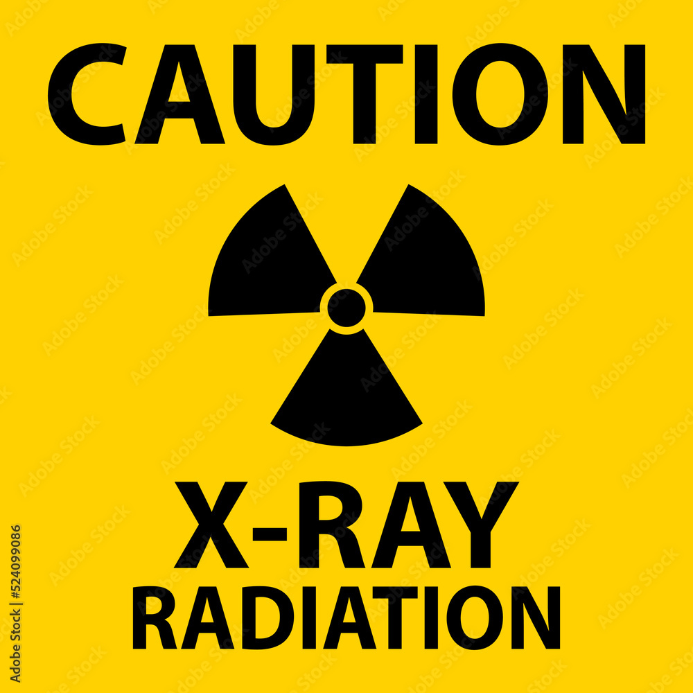 Warning X-Ray Radiation Sign On White Background Warning X-Ray Radiation Sign On White Background