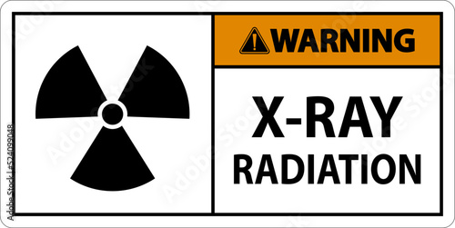 Warning X-Ray Radiation Sign On White Background