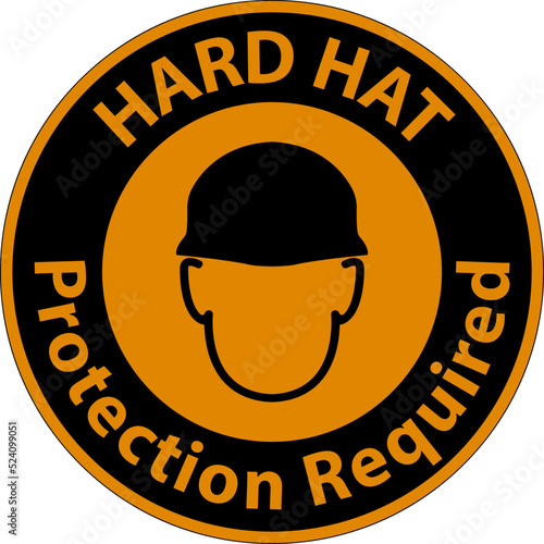 Warning Hard Hat Protection Required Sign On White Background