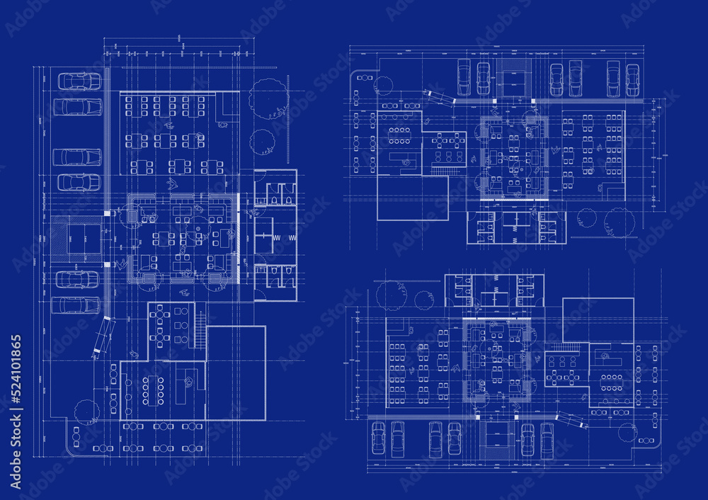 Floor plan designed building on the drawing. Floor plan designed building on the drawing.