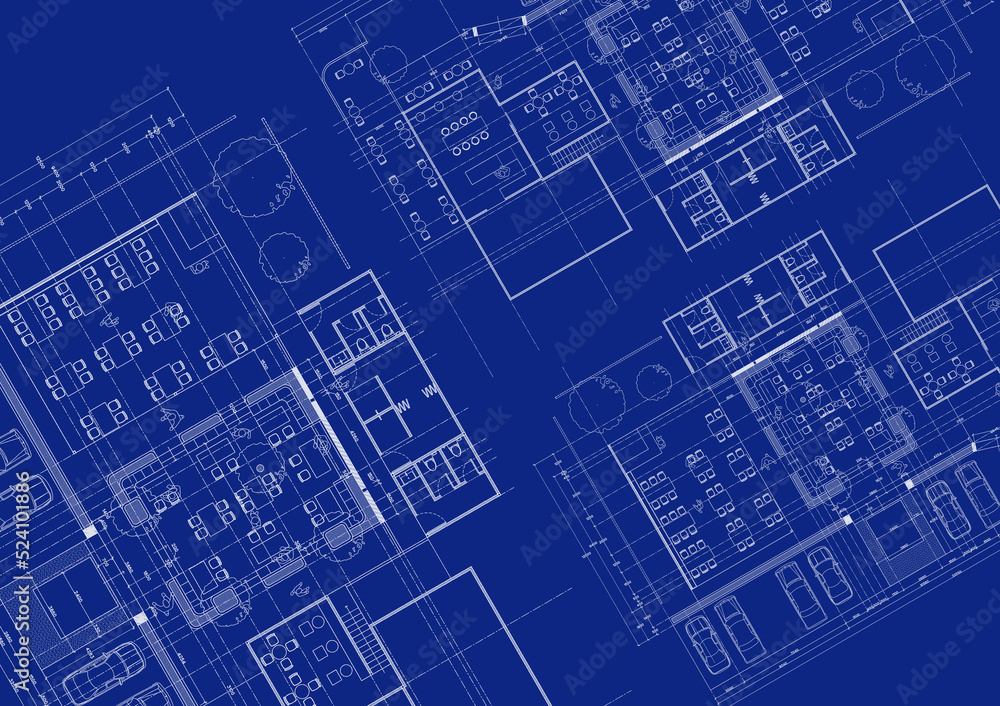 Floor plan designed building on the drawing. Floor plan designed building on the drawing.