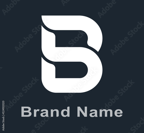 Letter B, uppercase letter B logo icon, abstract geometric flat character shape. Editable preset for logo design.