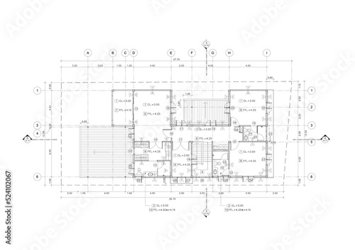 Floor plan designed building on the drawing.