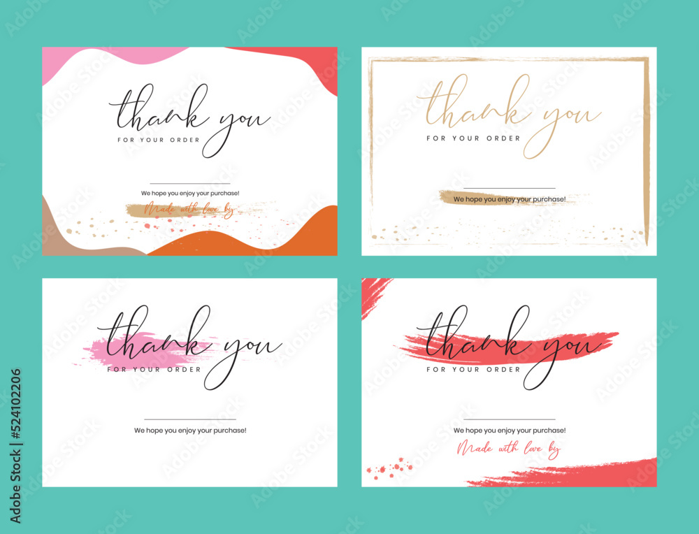 Thank you for your order card sets. flat design banners with the trendy colors and background.  Thank you for your order