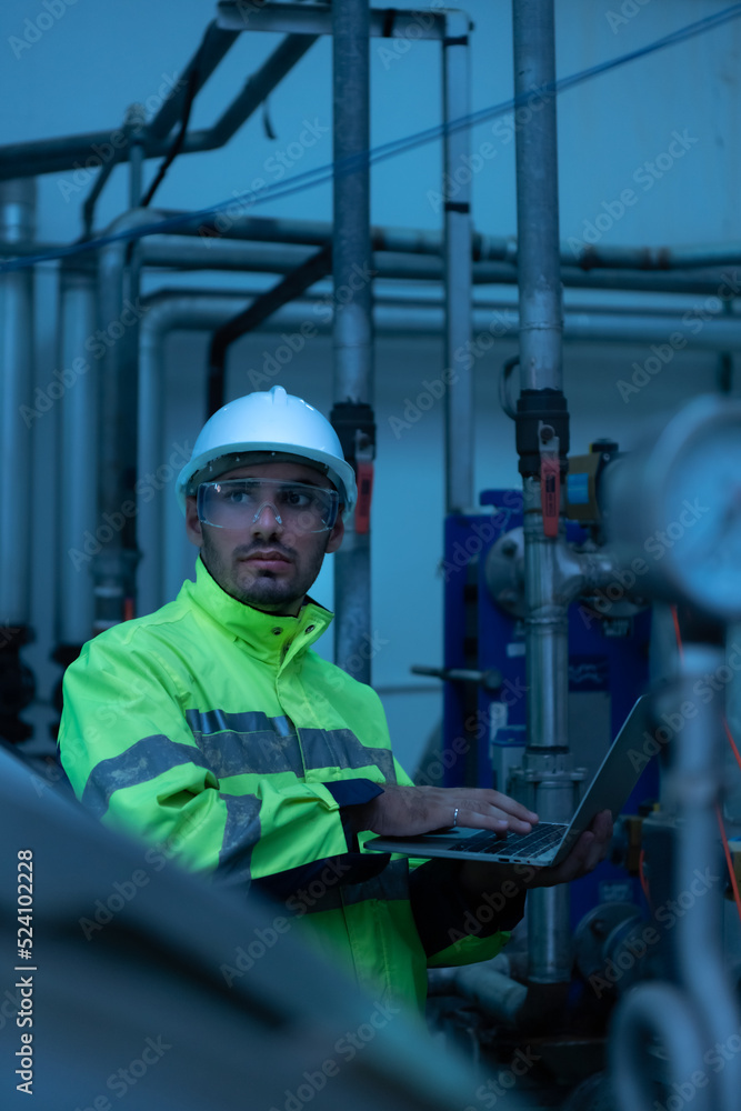 Engineer of the Mechanical Plant Conduct inspection of the sterilization machine tunnel. To check the working condition of the machine to be ready Engineer of the Mechanical Plant Conduct inspection of the sterilization machine tunnel. To check the working condition of the machine to be ready