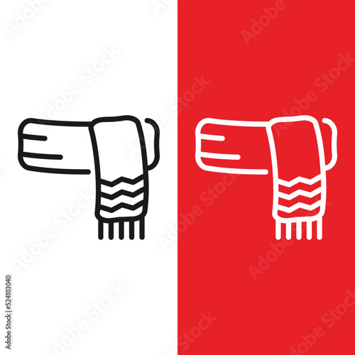 Christmas Xmas Snow Scarf Vector icon in Outline Style. A Snow scarf is usually used to protect the neck from cold air. Vector illustration icon that can be used for apps, website, or part of a logo.