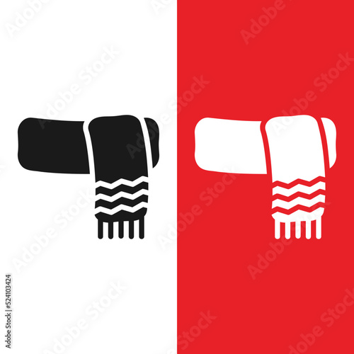 Christmas, Xmas Snow Scarf Vector icon in Glyph Style. A Snow scarf is usually used to protect the neck from cold air. Vector illustration icon that can be used for apps, website, or part of a logo.