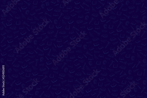 School background. Seamless background with doodles. Vector illustration Back to school. Contour elements on a dark blue background