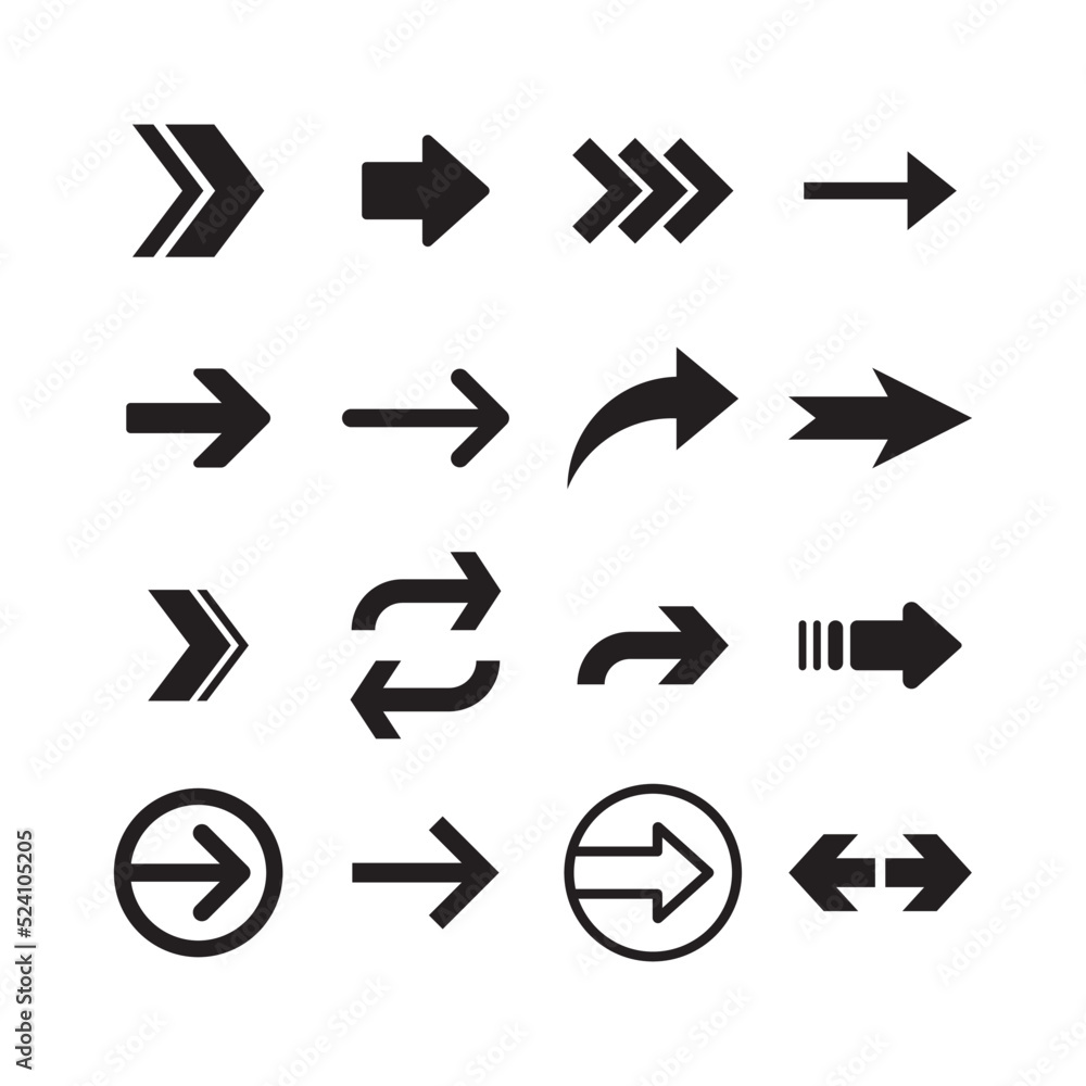 Arrows icon collections. Set of arrow vectors. Arrowheads shapes. Arrows icon collections. Set of arrow vectors. Arrowheads shapes.