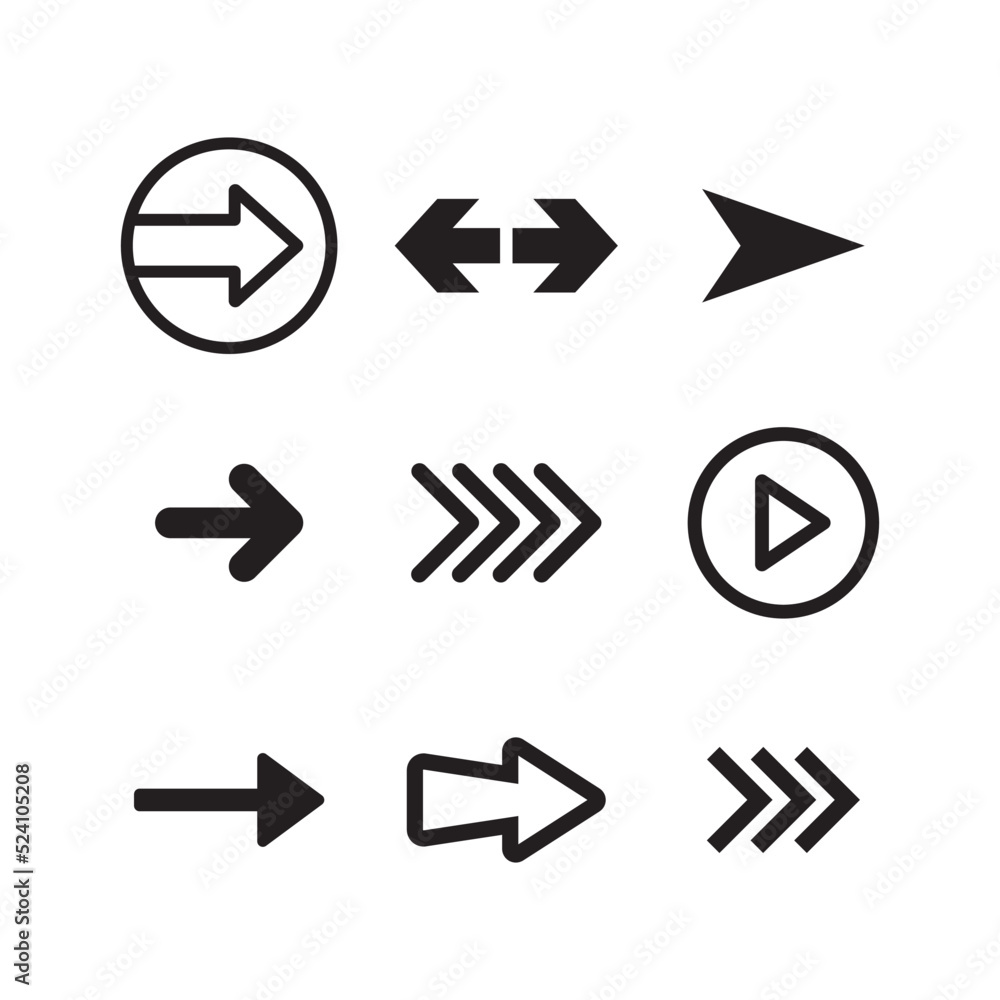 Arrows icon collections. Set of arrow vectors. Arrowheads shapes. Arrows icon collections. Set of arrow vectors. Arrowheads shapes.