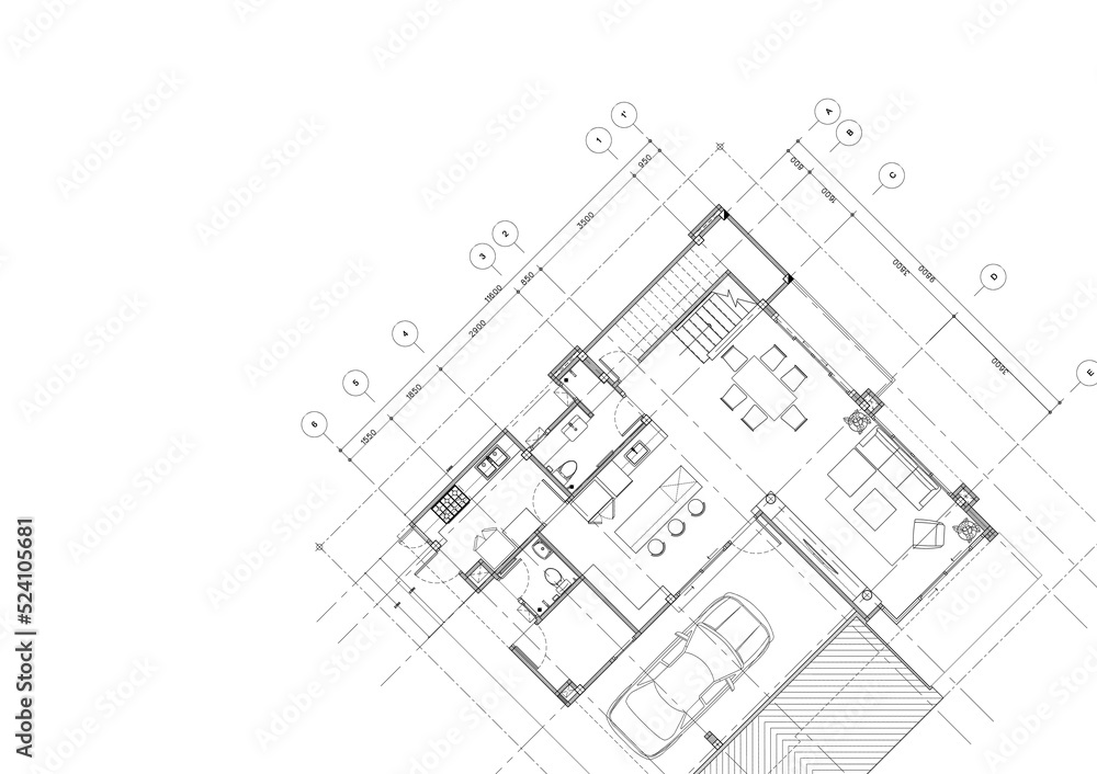 Fototapeta premium Write a blueprint architecture for building.