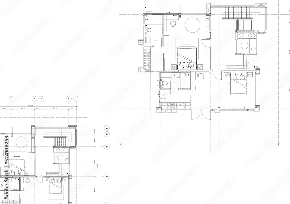 Floor plan designed building on the drawing.
Floor plan designed building on the drawing.