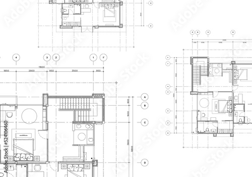 Floor plan designed building on the drawing. 