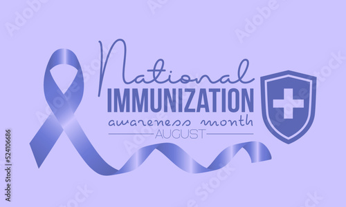 National Immunization Awareness Month calligraphic banner design on isolated background. Script lettering banner, poster, card concept idea. Health awareness vector template.