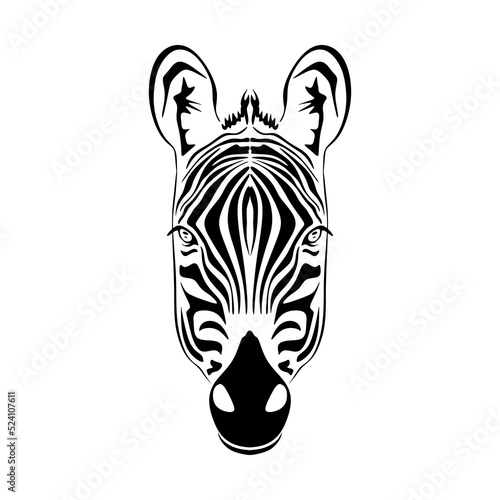 Zebra head, Animal face isolated on white background vector Illustration. Graphic Design for logo. wildlife and fauna zoo