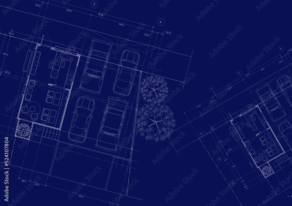 Fototapeta premium Write a blueprint architecture for building.