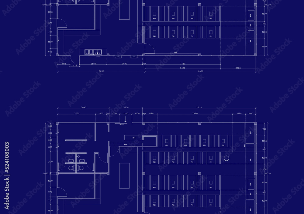 Fototapeta premium Floor plan designed building on the drawing.