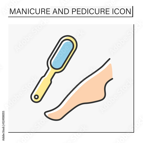 Beauty procedure color icon. Pedicure file for decent care of heels. Manicure and pedicure concept. Isolated vector illustration