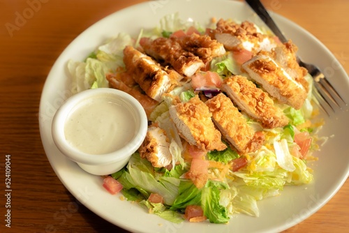 fried chicken with salad, CAESAR SALAD 