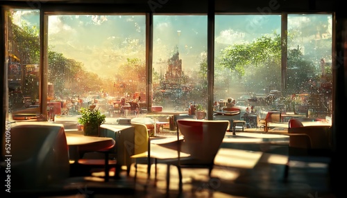 cafe overlooking a beautiful park. © Яна Деменишина