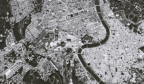 Photography Rome, Italy city map aerial view. minimal design. 3D Rendering