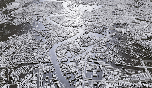 Canvas Print Rome, Italy city map aerial view. minimal design. 3D Rendering