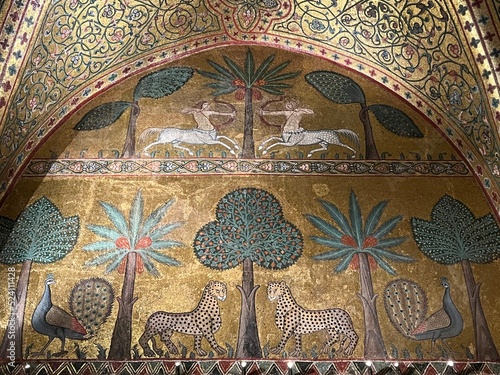 Beautiful Byzantine style mosaics in the Norman Palace in Palermo, Sicily