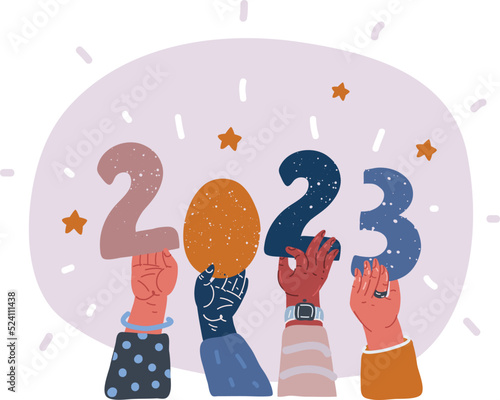 Vector illustration of hands holding Changes Coming in 2023.