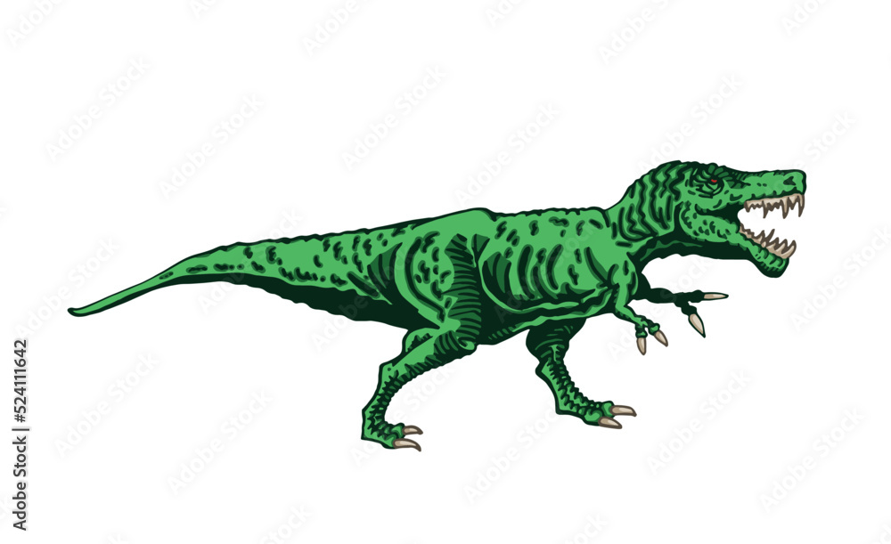 Vector illustration of green tyrannosaurus isolated on white background,vector color element Vector illustration of green tyrannosaurus isolated on white background,vector color element