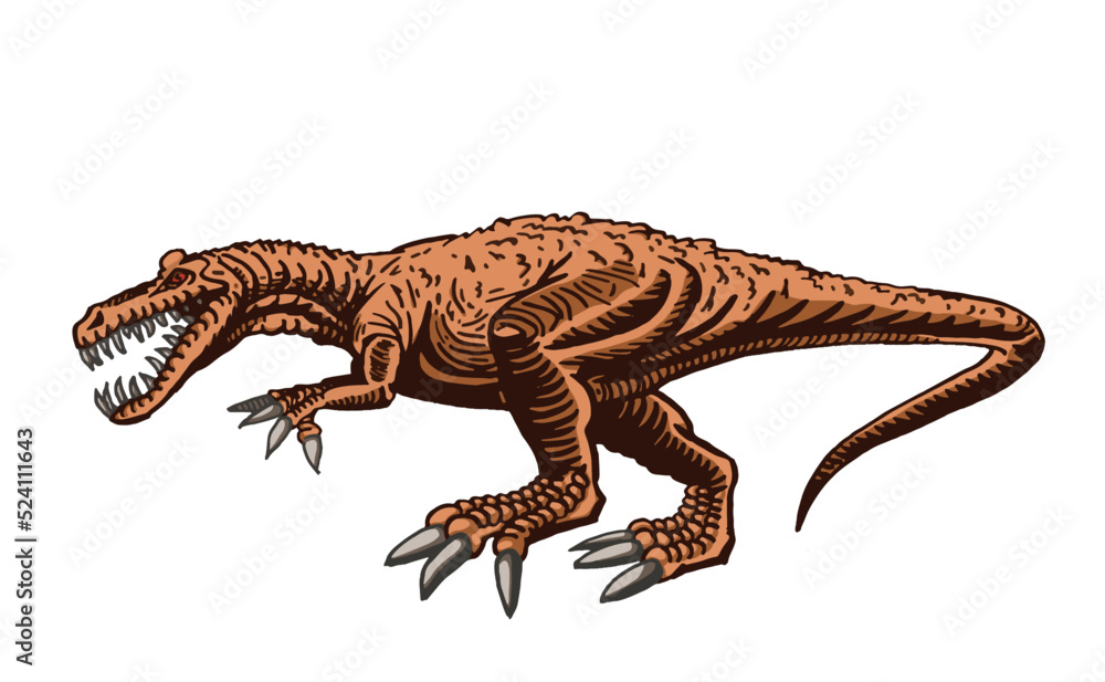 Fototapeta premium Graphical color raptor isolated for printing,tattoo,design.Vector dinosaur