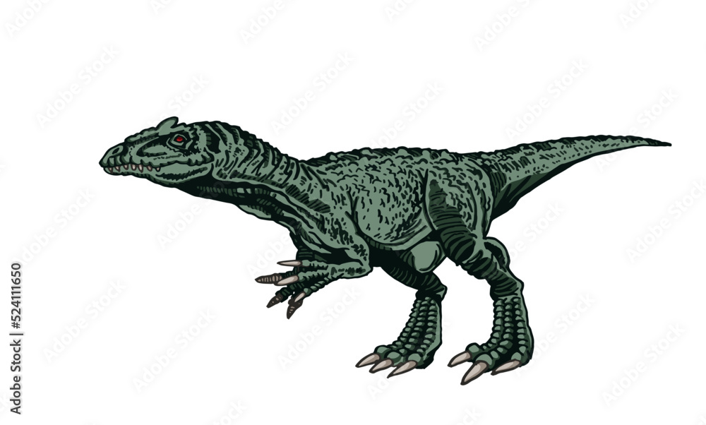 Naklejka premium Vector illustration of green tyrannosaurus isolated on white background,vector color element
