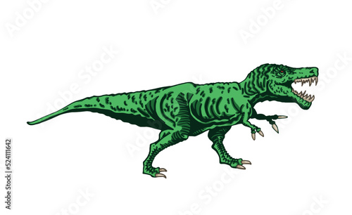 Vector illustration of green tyrannosaurus isolated on white background,vector color element