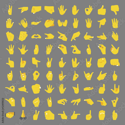 Different human hand positions color icons set for web and mobile design.