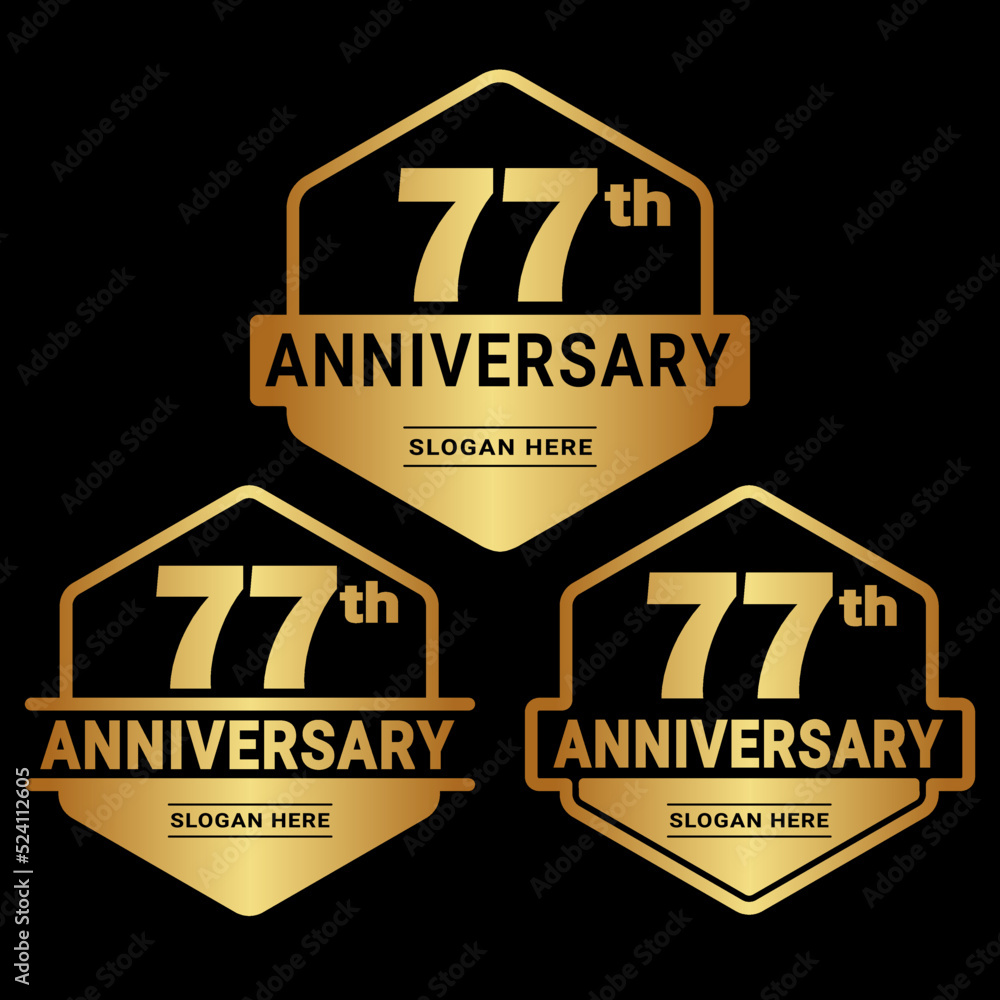 Obraz premium 77 years anniversary celebration logotype. 77th anniversary logo collection. Set of anniversary design template. Vector and illustration. 