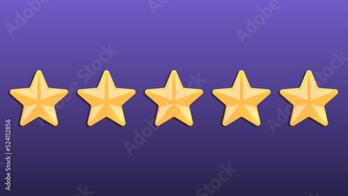 Five stars rating. yellow rank stars