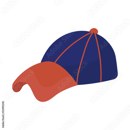 Summer cap or cartoon hat and sunhat icon. Beach accessory girl and elegant clothes isolated vector illustration. Headdress element and headgear with ribbon for sea. Flat head clothing