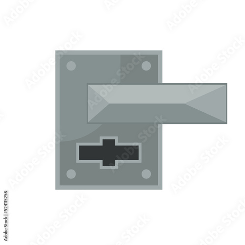 Door handle and doorknob latch with window. Brass round knob and room lock isolated office icon vector illustration. Vintage gold house security furniture and entrance keyhole cartoon